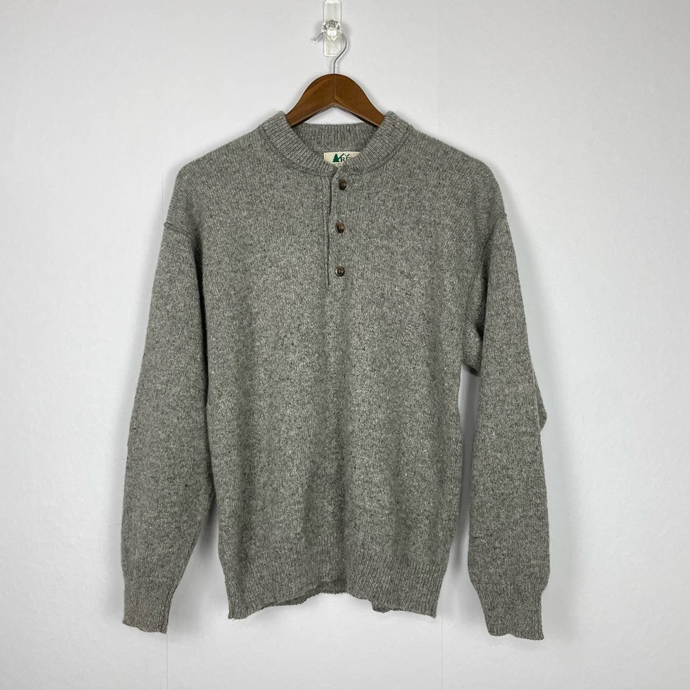 REI | Vintage Gray Wool Blend Outdoor Henley Pullover Sweater